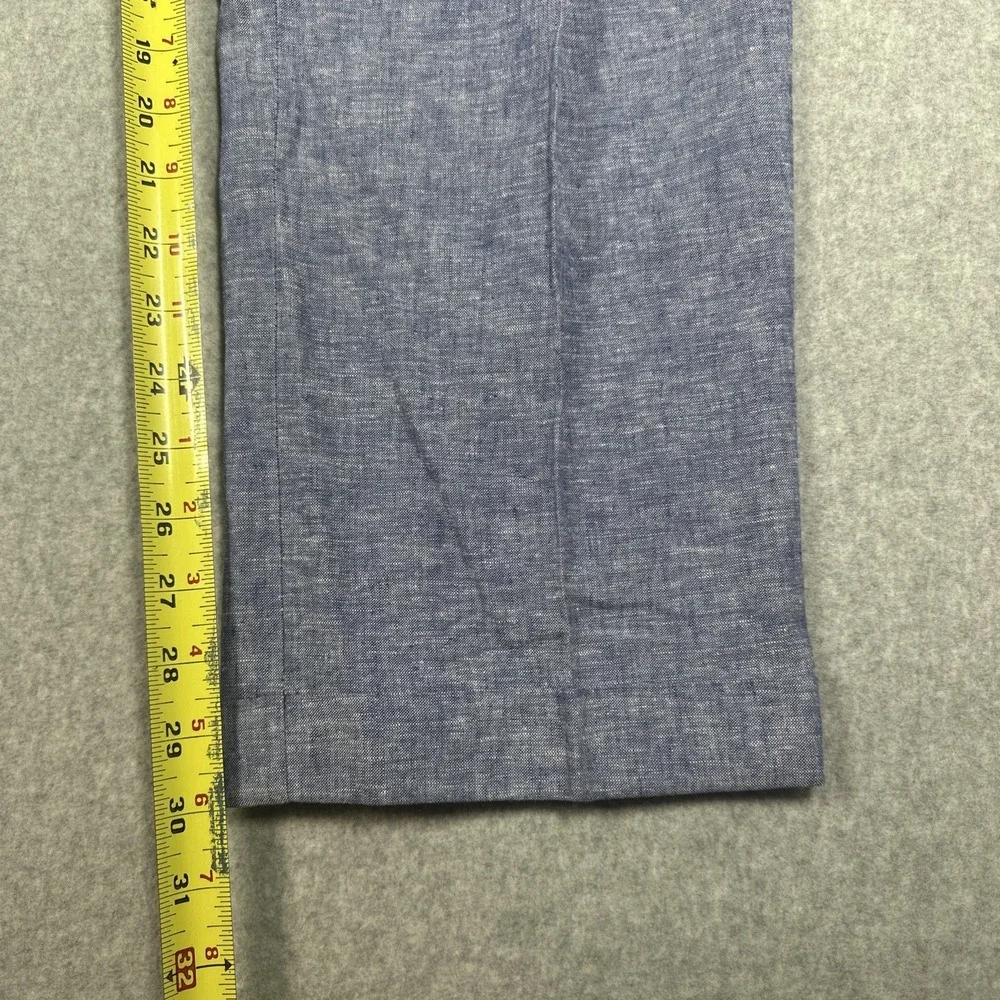 Alan Flusser Pleated Linen Rayon Blend Pants Men's 34x30 Blue Trousers Cuffed